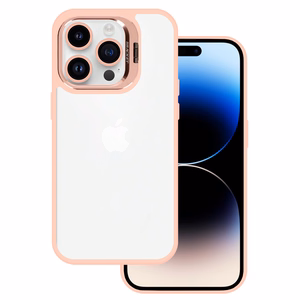 Tel Protect Kickstand Ümbris + camera glass (lens) jaoks Iphone 15 Pro light roosa