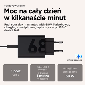 Motorola TurboPower 68W universaalne must AC kiirlaadimine sisetingimustele