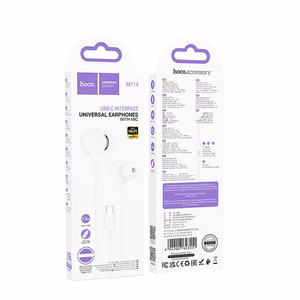 HOCO wire kõrvaklapid Type C with microphone M114 valge