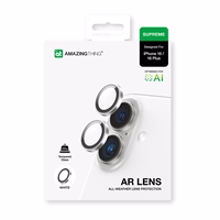 AmazingThing AR Aluminum 2 Lens Glass with Camera Lens Raamiga jaoks iPhone 16 / 16 Plus - Valge