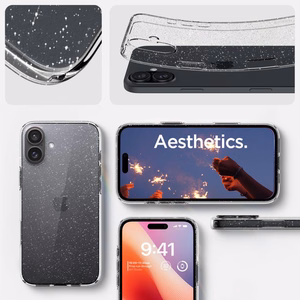 Spigen Liquid Crystal ümbris seadmele iPhone 16 6.1", läbipaistev sädelusega