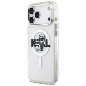 Karl Lagerfeld IML Glitter Karl & Choupette Sketch Logo MagSafe Ümbris jaoks iPhone 17 Pro Max - Clear