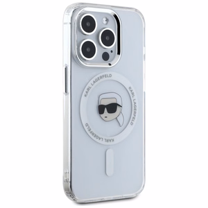 Karl Lagerfeld IML Metal Karl Head MagSafe Ümbris jaoks iPhone 15 Pro valge