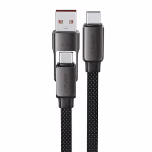 Acefast C13-04 USB-C - USB-A / USB-C kaabel 480Mb/s 3A 1.2m - must