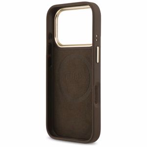 Guess 4G Logo Plate MagSafe чехол для iPhone 17 Pro - коричневый