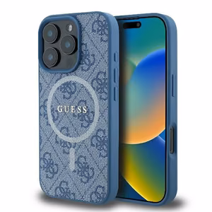 GUESS ümbris jaoks IPHONE 16 Pro compatible with MagSafe GUHMP16LG4GFRB (PU 4G Ring Classic Logo) sinine