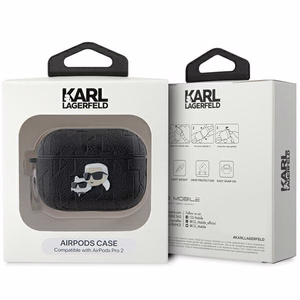 Чехол Karl Lagerfeld Monogram Karl & Choupette Head для AirPods Pro 2 - чёрный