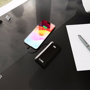 Powerbank SBS 10000 mAh 20W sisseehitatud USB-C kaabli ja digitaalse ekraaniga - must