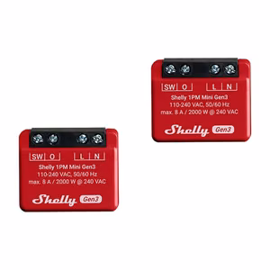 Shelly 1PM Mini Gen3 Komplekt of 2 Controllers, WiFi/Bluetooth