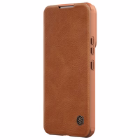 Nillkin Qin nahast Pro Case ümbris Samsung Galaxy S22+ (S22 Plus) kaamera kaitsja Holster Cover Flip Case Brown