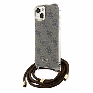 Guess Crossbody Cord 4G Print ümbris jaoks iPhone 15 / 14 / 13 - brown