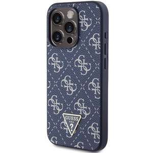 Guess 4G Triangle Metal Logo ümbris jaoks iPhone 15 Pro - sinine