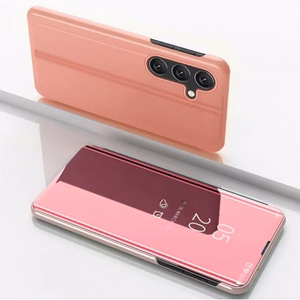 Clear View Чехол для Samsung Galaxy S25 с откидной крышкой - розовый