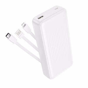 Borofone BJ79A Clever akupank 20000mAh USB koos Type-C ja Lightning kaablitega valge