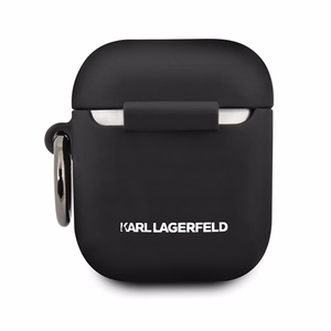 Karl Lagerfeldi silikoonist Ikonik ümbris AirPods 1/2 jaoks - must