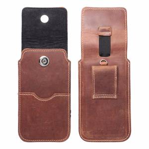 Кожаный универсальный чехол-кошелёк Royal Crazy Horse коричневый размер XL iPhone 11 12 13 Samsung S7 Edge