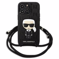 Karl Lagerfeld Leather Monogram Patch and Cord Iconik Ümbris jaoks iPhone 13 Pro / 13 - must