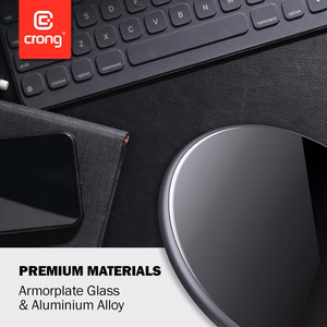 Crong PowerSpot Qi 15 W USB-C juhtmevaba laadija karastatud klaasist kattega, hõbedane ja valge