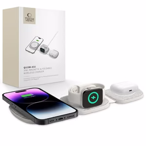 Tech-Protect QI15W-A32 3-in-1 Induktiivne Laadija koos MagSafe jaoks Smartphone / Apple Watch / AirPods - hall
