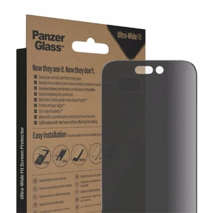 PanzerGlass Ultra-Wide Fit Karastatud klaas Antibacterial Privaatsus with Positioner jaoks iPhone 14 Pro