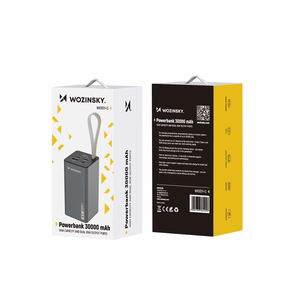Powerbank Wozinsky K65+ 65W 30000mAh 2x USB-C, 1x USB-A 65W - серый