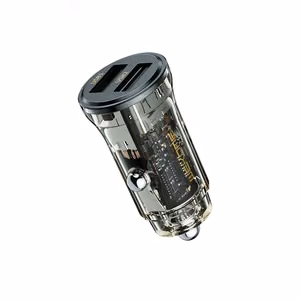 WEKOME WP-C40 Vanguard Series autolaadija, 2 × USB-A, 15 W, must ja läbipaistev