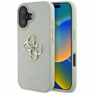 Guess Grained Big 4G Logo Small Classic Logo ümbris jaoks iPhone 16 - roheline