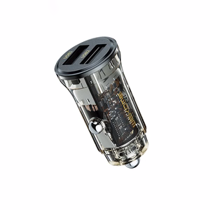 WEKOME WP-C40 Vanguard Series autolaadija, 2 × USB-A, 15 W, must ja läbipaistev