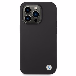 BMW Silicone Metal Logo Ümbris jaoks iPhone 14 Pro - must