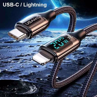 USAMS Punutud kaabel U78 USB-C naLightning LED 1.2m 20W PD Fast Charge valge/white SJ545USB02 (US-SJ545)