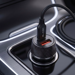 Blavec BS-03B-C Carbon autolaadija USB + Type C QC 3.0 18W PD 30W koos Type C - Type C kaabliga must