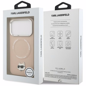 Karl Lagerfeld Choupette Pin MagSafe Ümbris jaoks iPhone 17 Pro Max - Roosa