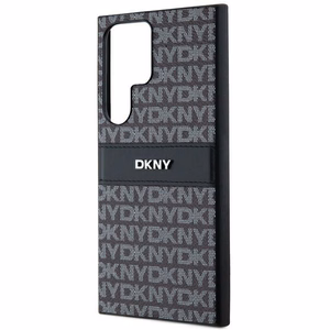 DKNY Leather Mono Stripe & Metal Logo ümbris jaoks Samsung Galaxy S24 Ultra - must