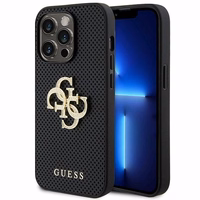 Guess Leather Perforated 4G Glitter Logo Ümbris jaoks iPhone 15 Pro - must