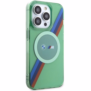 BMW M Tricolor Stripes MagSafe ümbris jaoks iPhone 15 Pro - roheline