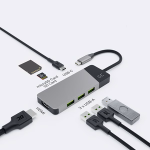 Green Cell USB-C jagaja GC Connect 7-in-1 (3x USB 3.1, HDMI 4K 60Hz, USB-C PD 85W, MicroSD/SD)