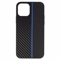 Tel Protect CARBON Ümbris jaoks Iphone 12 Pro Max Must with sinine stripe