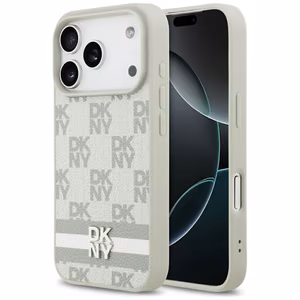 DKNY Checkered with Printed Stripes iPhone 17 Pro чехол - бежевый
