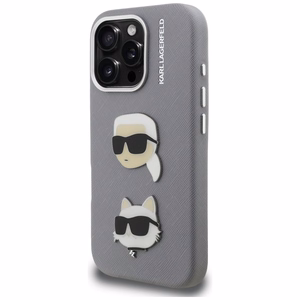 Karl Lagerfeld FW Grained Karl & Choupette Heads Pins Ümbris iPhone 16 Pro - hall