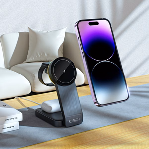 Tech-Protect QI15W-A28 MagSafe 3in1 Induktiivne Laadija koos Smartphone / Apple Watch / AirPods Alus - must