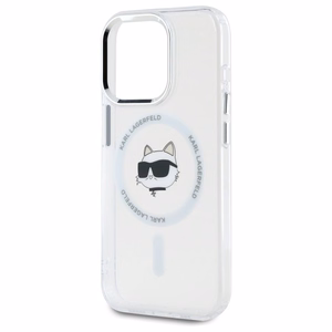 Karl Lagerfeld IML Metal Choupette Head MagSafe iPhone 15 Pro Ümbris - valge