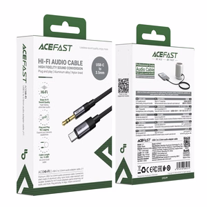 Acefast J11 USB-C 3.5mm mini jack kaabel 1m - must