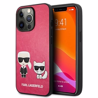 Karl Lagerfeld Ikonik Karl&Choupette ümbris iPhone 13 Pro / iPhone 13 jaoks - fuksiatoonid