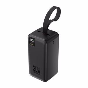 Wozinsky W8-B 50000mAh 30W akupank, 2xUSB-A, 2xUSB-C, USB micro, taskulambiga, must
