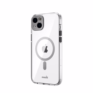 Moshi iGlaze ümbris seadmele iPhone 14 Plus, MagSafe'iga ühilduv, läbipaistev Meteorite Gray detailidega