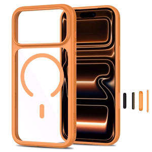 Tech-Protect MagOne CC MagSafe ümbris 2 karastatud klaasiga mudelitele iPhone 18 Pro Max / 17 Pro Max, läbipaistev oranž