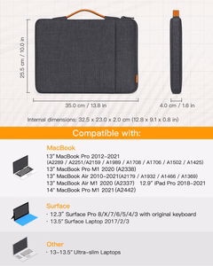Inateck LB02006 portfell-ümbris 14" sülearvutile, must-hall