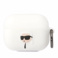 Karl Lagerfeld KLAPRUNIKH AirPods Pro cover valge/valge Silicone Karl Head 3D