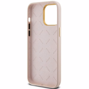 Guess Silicone Script Metal Logo & Frame чехол для iPhone 15 Pro Max - розовый