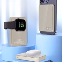 Blavec Akupank 10000mAh BJ-04 Slim 13,5mm - Type C - 22,5W magnetic Magsafe 3 in 1 (PBBJ04-MC10GD) kuldne glass